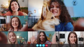 Collage happy people women girls POV talking on online communication video conference call remote smartphone friends team meeting. Bloggers taking selfie recording vlog using social media application - Powered by Shutterstock - Get 15% off with code: PIKWIZARD15