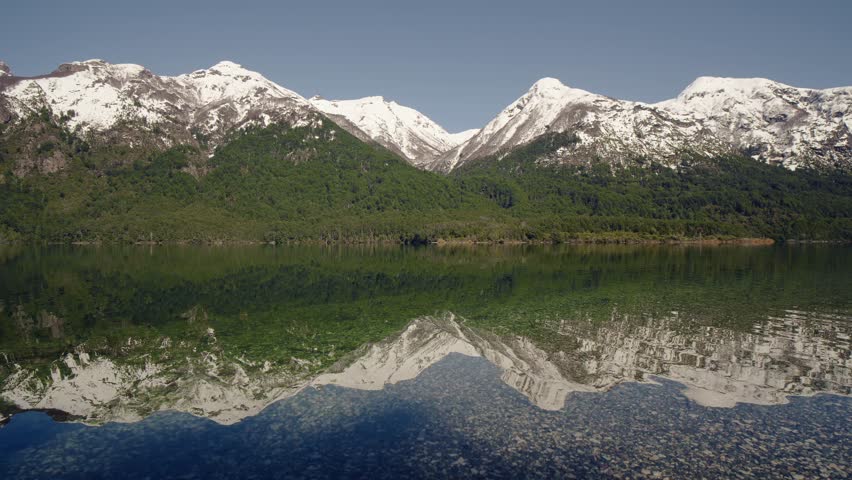 Lake and Mountains in Los Alerces National Park, Argentina. Static View.