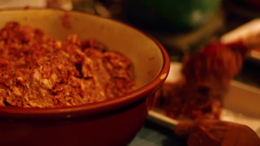 Packaging Fresh ground pork sausage. 4k video