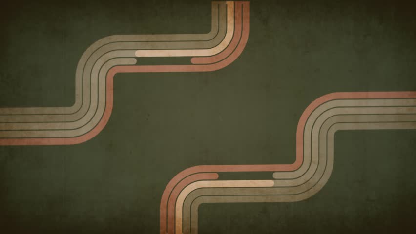 Trendy retro 1970s curved stripes grunge background with gently flowing faded lines in earthy color tones with copy space. This vintage style motion background animation is HD and a seamless loop.