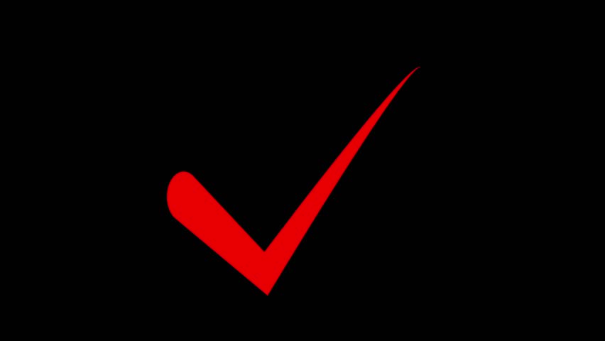 Check mark symbol. approved tick mark icon, success, correct concept.Check mark sign animation. Positive tick  icon animation background. approved tick icon on black background.