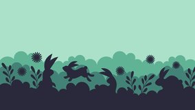 Happy Easter Day animation with cute bunny and flower silhouettes in a stop motion style. 4K footage with smooth transitions, playful movements and festive spring vibes. Perfect for Easter theme - Powered by Shutterstock - Get 15% off with code: PIKWIZARD15