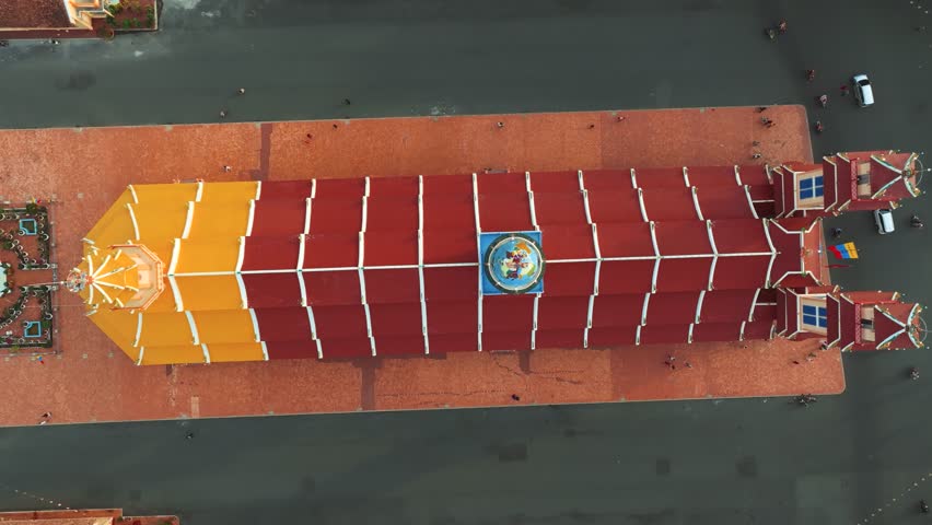 Aerial View Of Holy See of Cao Dai, Cao Dai Temple, Tay Ninh, Vietnam Travel