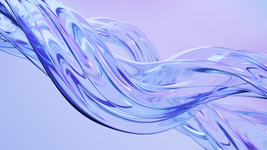 Abstract wave loop animation. 3D rendered background, flowing, fluid, twisted shapes with a glass and iridescent texture. Smooth gradient in light colors. Elegant live wallpaper and animated footage