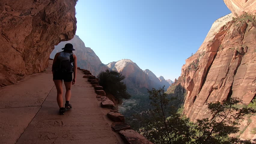 Breathtaking view of Angels Landing trail in Zion National Park, highlighting its dramatic cliffs and panoramic vistas.