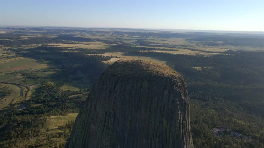 A breathtaking drone view of Devils Tower, Wyoming