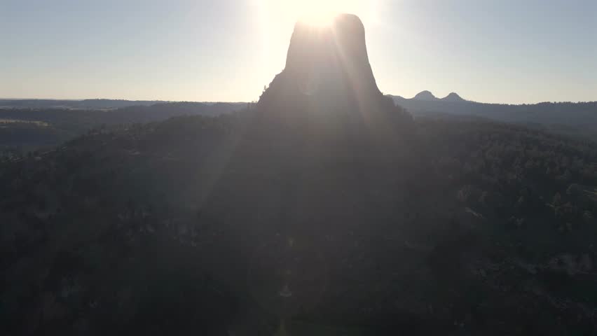 A breathtaking drone view of Devils Tower, Wyoming