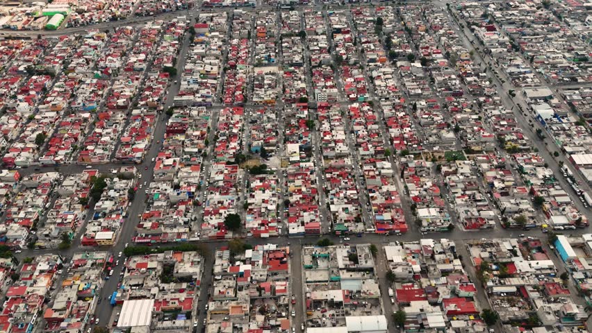Flying over the crowded city of Ecatepec, Mexico