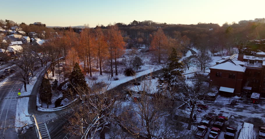 Winter Aerial Of The Arnold Arboretum at Sunset