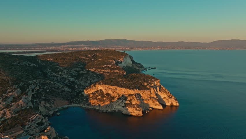 Aerial Cagliari sunset view, Sardegna, Italy