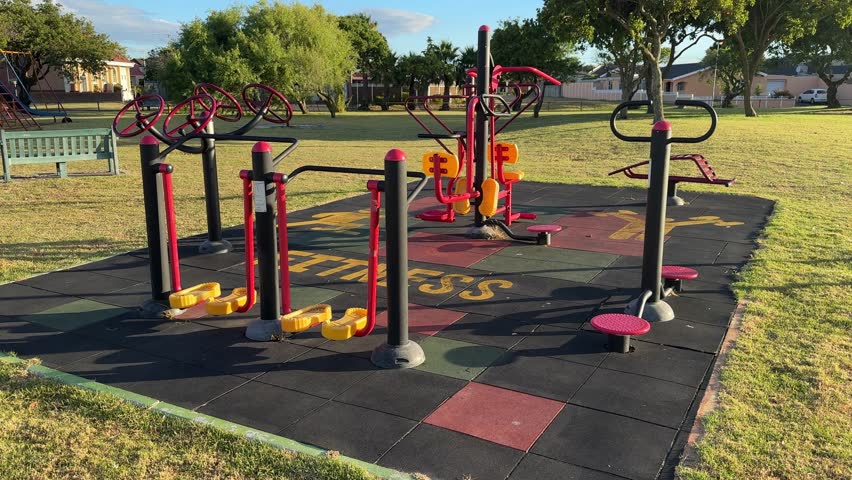 An outdoor gym in a park in Cape Town.
