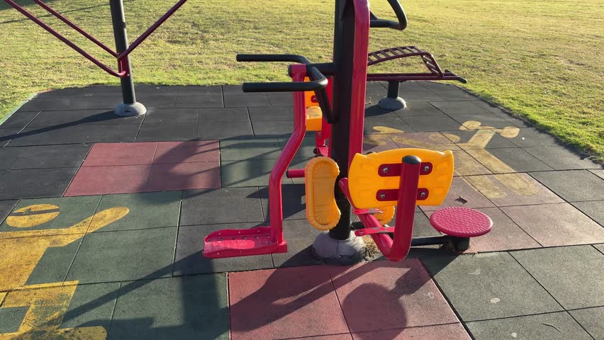 An outdoor gym area in a park in suburban Cape Town.