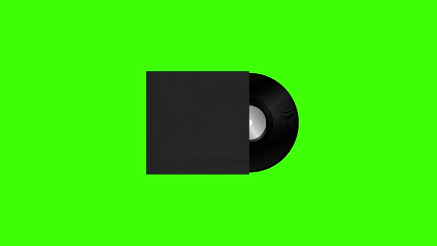 4K audio music player looping animation. Motion graphic animated rotating vinyl for music production on green screen background.