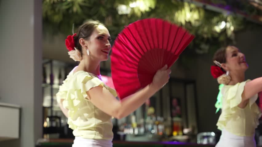 Flamenco with Fan. Tablao Flamenco dancers