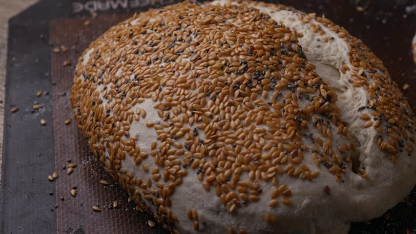 Raw Multigrain multiseed Artisan Sourdough Bread with chia seed and flaxseed.