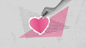 Halftone Valentines day collage covers set in contemporary mixed media style. hands and hearts. Concept of relationship, love, romance, valentine day. - Powered by Shutterstock - Get 15% off with code: PIKWIZARD15