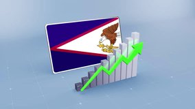 American Samoa Country Flag And Bar Chart Graph Increasing Values Upward Rising Green Arrow Developing Country Concept - Powered by Shutterstock - Get 15% off with code: PIKWIZARD15