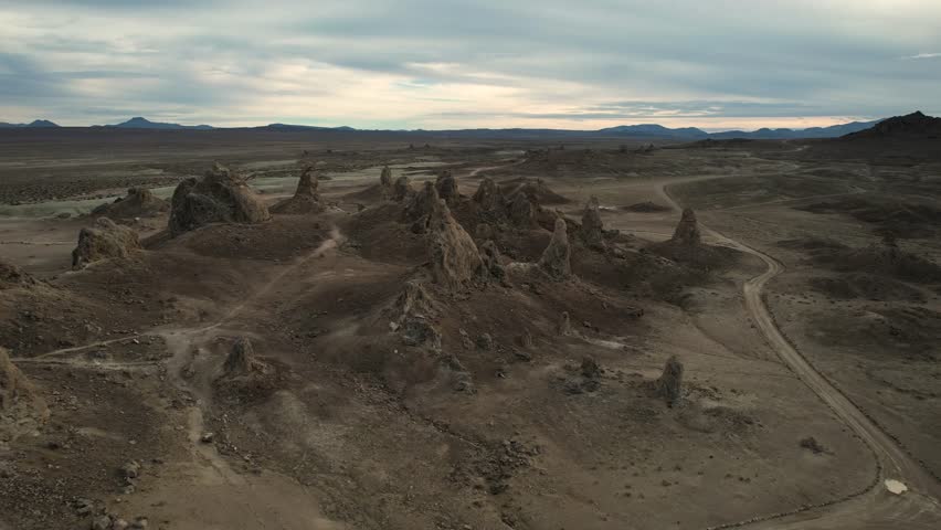 Aerial view of the Trona Pinnacles in California