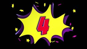 Number 4 Comic Text Animation Background on Alpha Channel, Loop
 - Powered by Shutterstock - Get 15% off with code: PIKWIZARD15
