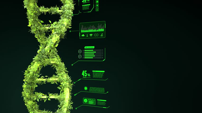 Futuristic Green DNA with Plant and Data Interface - Powered by Shutterstock - Get 15% off with code: PIKWIZARD15