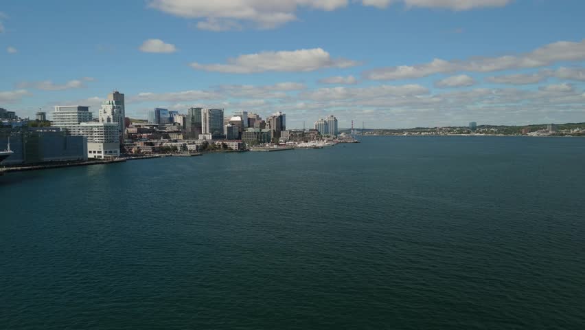 Aerial View Of Halifax, Nova Scotia, Showing The City Historic Streets Alongside Its Modern Skyscrapers. This Footage Captures The Beautiful Urban Landscape Of One Of Canada Oldest Cities.