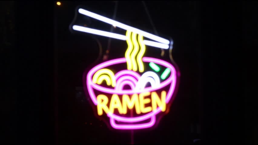 Ramen Noodles Chopsticks Bowl Serve Asian Japanese Food Light Led Window Sign