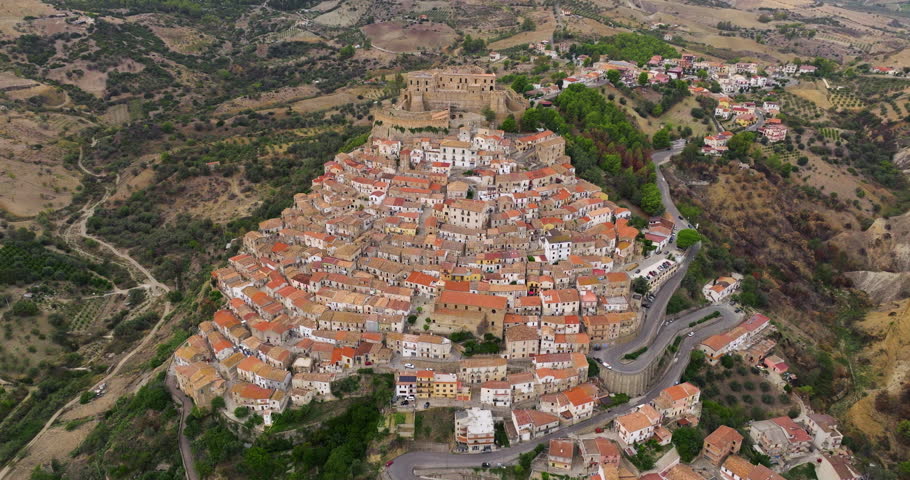 Rocca Imperial Town And Comune In Cosenza, Calabria, Southern Italy. - aerial shot