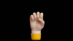 Seamless 4K loop of counting numbers one gesture in yellow sleeve. 3D emoji cartoon animation render with alpha transparent background. - Powered by Shutterstock - Get 15% off with code: PIKWIZARD15