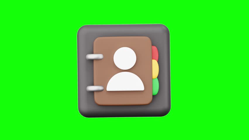 3D Video Greenscreen Brown contact book suitable for personal or professional use, featuring a person symbol and colored tabs for easy organization.