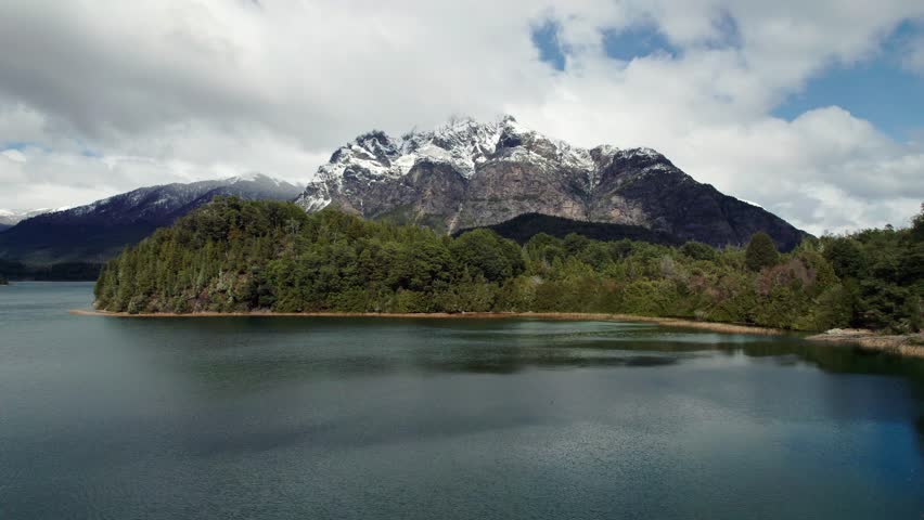 Nahuel Huapi Lake, Bariloche, Argentine Patagonia. Majestic Mountains and Forested Islands.