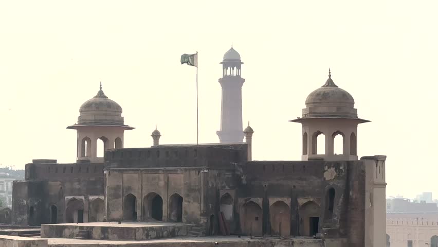 Pakistani flag. Shashi Qila, also known as the Shahi Qila or Lahore Fort, is a historic fortress located in Lahore, Pakistan. Built during the Mughal era, it is a UNESCO World Heritage Site. 