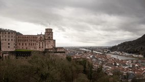 Stormy clouds over Heidelberg Castle and city in a dramatic timelapse shot - Powered by Shutterstock - Get 15% off with code: PIKWIZARD15