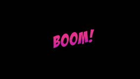 Boom! comic text animation on transparent background. Boom! pop art in comic style. cartoon bubble explosion. Boom text with Star burst motion graphics animation. boom Comic Bubble speech.
 - Powered by Shutterstock - Get 15% off with code: PIKWIZARD15