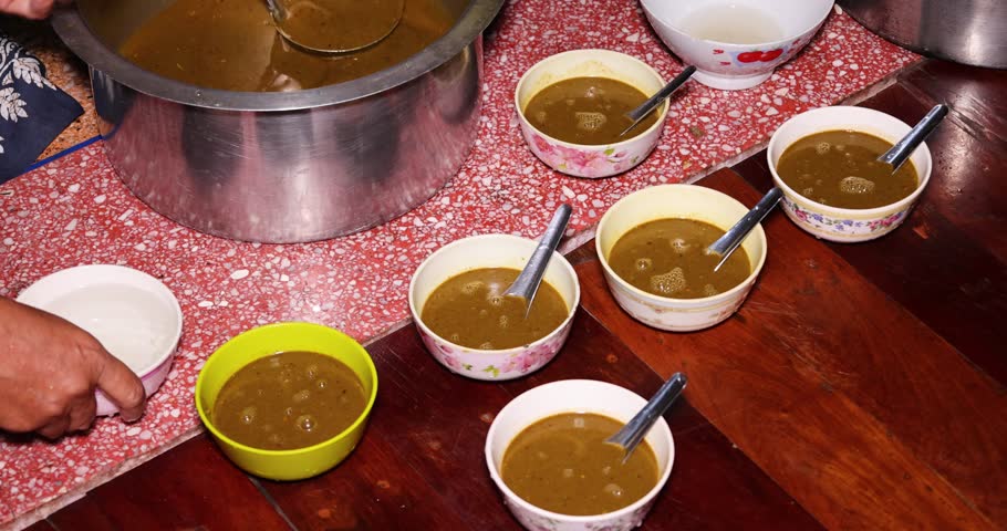 Myanmar traditional Fish Preserve Sauce, Scoop into many a small plate, and serve. which Burmese people call Ngapi yay.