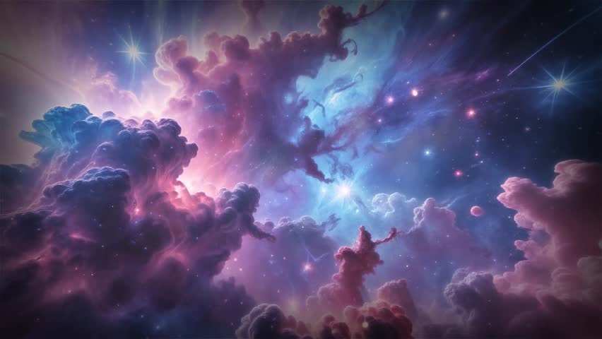 Cosmic Space Flight: 4K 60FPS Deep Space Journey Background - colorful nebula. 3D Illustration