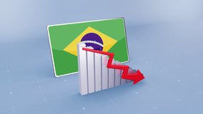 Brazil Country Flag And Bar Chart Graph Decreasing Values Red Downward Arrow Economic Crisis Concept. Flag Of Brazil - Powered by Shutterstock - Get 15% off with code: PIKWIZARD15