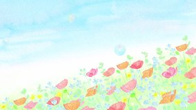 A bright and cheerful loop animation of soap bubbles rising from a colorful flower field. A spring vertical video with a refreshing blue sky. - Powered by Shutterstock - Get 15% off with code: PIKWIZARD15