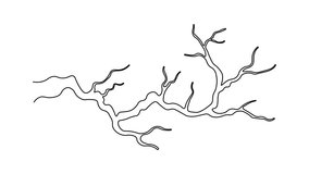 Abstract gnarled branching bare branch, tree, Self drawing animation one continuous line draw, logo - Powered by Shutterstock - Get 15% off with code: PIKWIZARD15