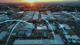 Aerial view of industrial area and communication network concept - Powered by Shutterstock - Get 15% off with code: PIKWIZARD15