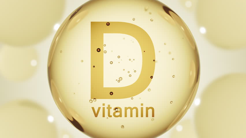 A pink glossy sphere with vitamin D. D3 pill capsule. Abstract 3D bubble drop background