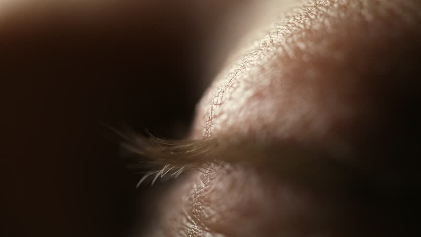 Side view of Beautiful blue eye, opening eyes, extreme macro close-up view. Perspective, perception, and eyesight concepts. New opportunities