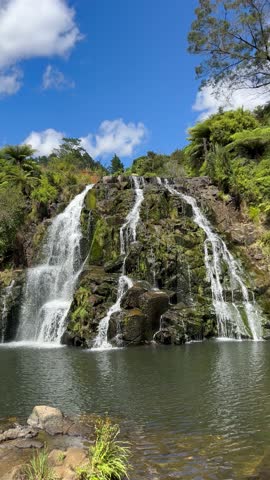 Owharoa Falls, staircase waterfall of Waikato Region in New Zealand.