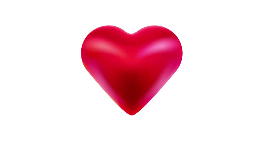 Beating red heart on white background for Valentine's Day concept. Animation in 3D style. Perfect for Valentine's Day, wedding or romantic designs, loopable animation. Seamless Animation. 