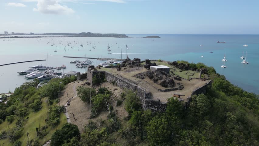 Historic Fort Louis Overlooking Marigot Bay, Saint-Martin. The 18th-century fort’s strategic position offers a commanding view of the bay.