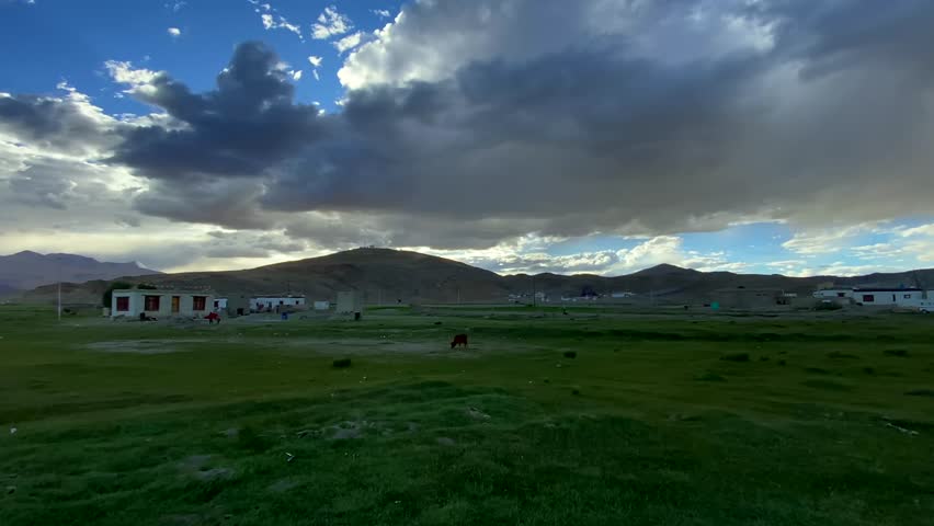 Beautiful landscape with mountains at Hanle village in Ladakh, situated on the border with India and China, Leh, Ladakh, India.