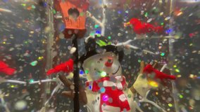 A video of a winter season holiday snow globe featuring a snowman, birdhouse, birds, white trees, and colorful sparkles gently floating inside.	
 - Powered by Shutterstock - Get 15% off with code: PIKWIZARD15