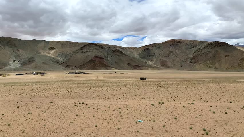 Beautiful landscape with mountains at Photi La Road, near Hanle village in Ladakh, situated on the border with India and China, Leh, Ladakh, India.