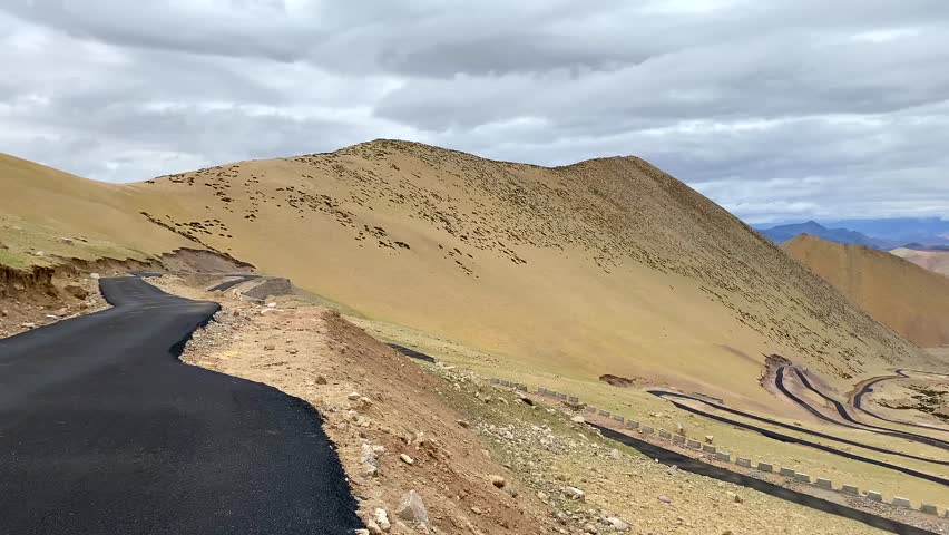Beautiful landscape with mountains at Photi La Road, near Hanle village in Ladakh, situated on the border with India and China, Leh, Ladakh, India.