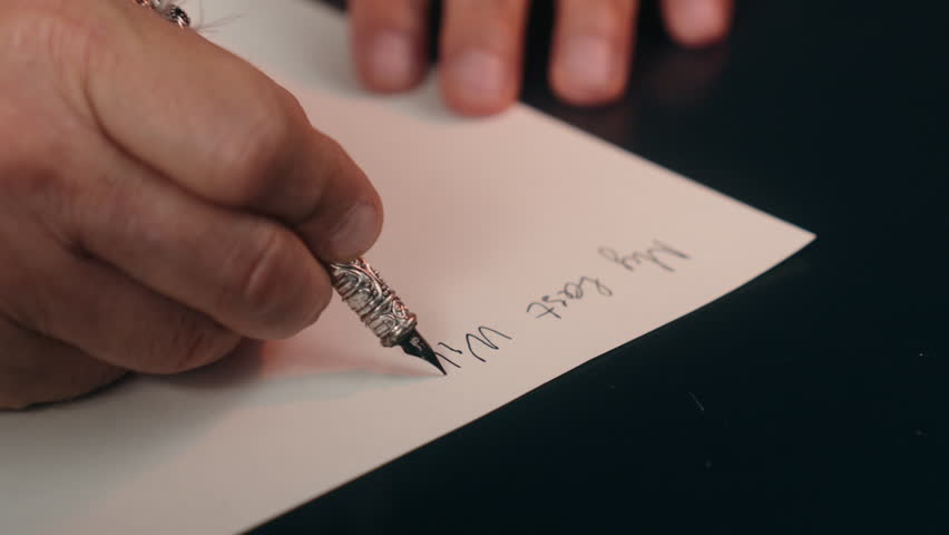 Old Caucasian man writing last will male pensioner elderly document testament estate law aged inheritance property preparing death wish notary office home business grandfather finance signing trust