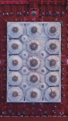 A vertical footage of modern roofs of Grand Bazaar in Istanbul, Turkey